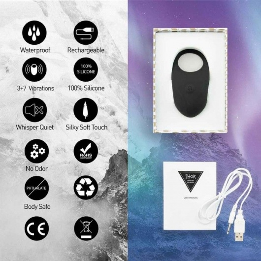 Черное эрекционное виброкольцо Thor Cockring - FeelzToys - в Калининграде купить с доставкой