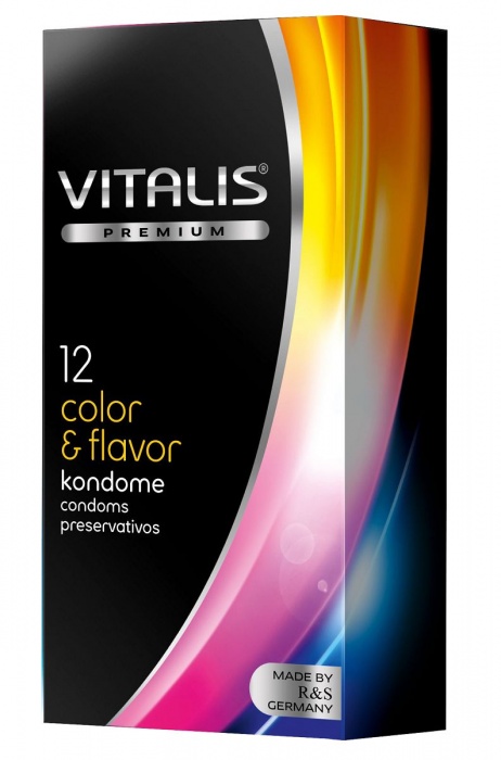 Цветные ароматизированные презервативы VITALIS PREMIUM color   flavor - 12 шт. - Vitalis - купить с доставкой в Калининграде