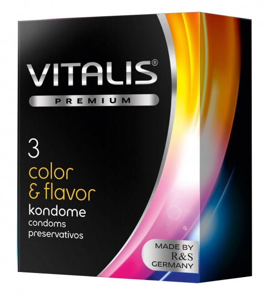 Цветные ароматизированные презервативы VITALIS PREMIUM color   flavor - 3 шт. - Vitalis - купить с доставкой в Калининграде