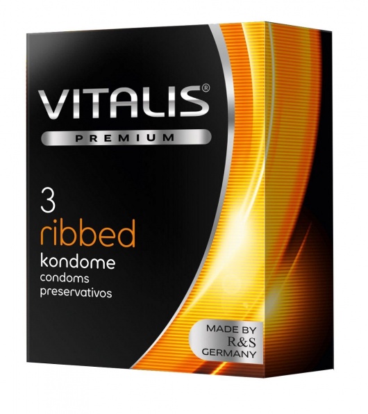 Ребристые презервативы VITALIS PREMIUM ribbed - 3 шт. - Vitalis - купить с доставкой в Калининграде