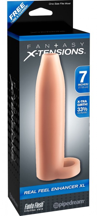 Телесная насадка Real Feel Enhancer XL - 17 см. - Pipedream - в Калининграде купить с доставкой