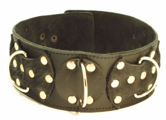 Комплект кожаных БДСМ-аксессуаров с клёпками - БДСМ Арсенал - купить с доставкой в Калининграде