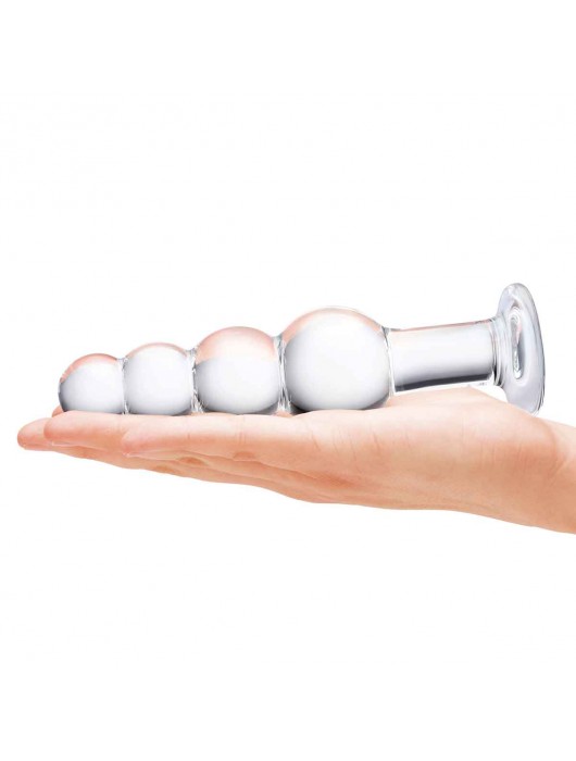 Прозрачная анальная пирамида 7,25  Beaded Butt Plug - 17 см. - Glas