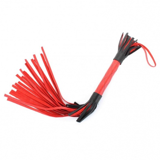 Красно-черная кожаная плётка - 51 см. - БДСМ Арсенал - купить с доставкой в Калининграде