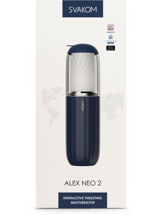 Черно-белый интерактивный мастурбатор Alex Neo 2 - Svakom - в Калининграде купить с доставкой