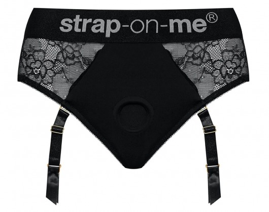 Черные трусики для насадок Diva Lingerie Harness - size S - Strap-on-me - купить с доставкой в Калининграде
