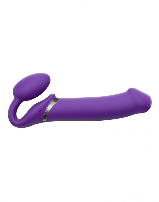 Фиолетовый безремневой вибрострапон Silicone Bendable Strap-On - size XL - Strap-on-me - купить с доставкой в Калининграде