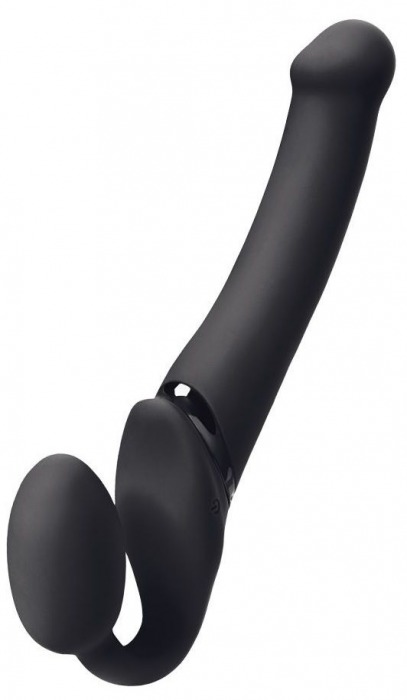 Черный безремневой вибрострапон Silicone Bendable Strap-On - size XL - Strap-on-me - купить с доставкой в Калининграде