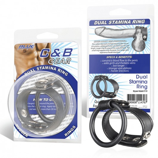 Двойное кольцо выносливости на пенис DUAL STAMINA RING - BlueLine - в Калининграде купить с доставкой