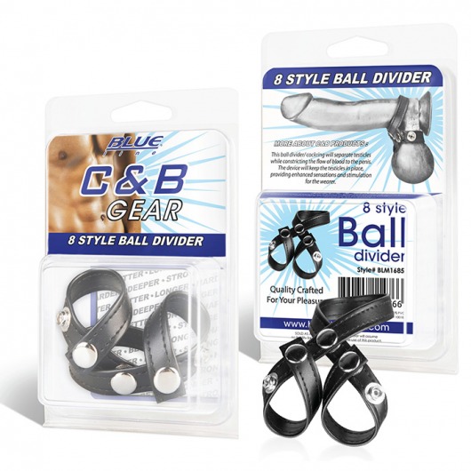 Разделитель мошонки из искусственной кожи на клепках 8 STYLE BALL DIVIDER - BlueLine - купить с доставкой в Калининграде
