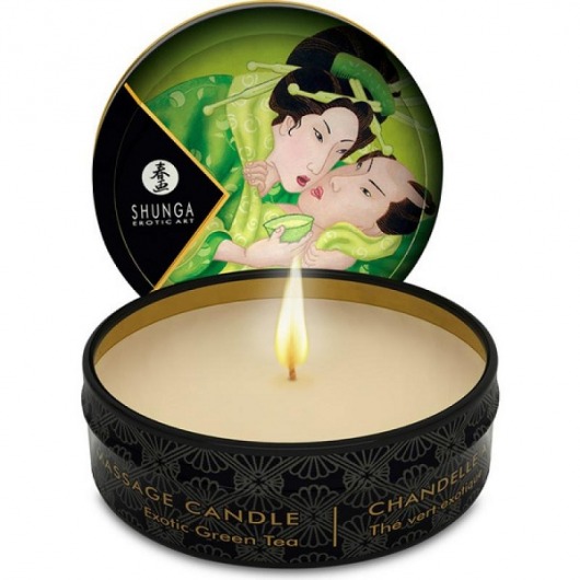 Массажная свеча Exotic Green Tea с ароматом зелёного чая - 30 мл. - Shunga - купить с доставкой в Калининграде