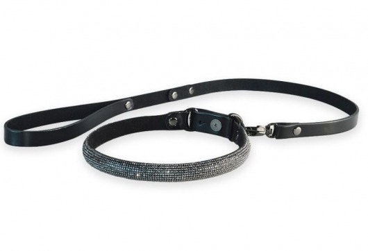 Эффектный сверкающий ошейник с поводком  Гламур - Sitabella - купить с доставкой в Калининграде