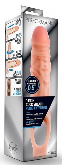 Телесная насадка на пенис 9 Inch Cock Sheath Extender - 22,2 см. - Blush Novelties - в Калининграде купить с доставкой
