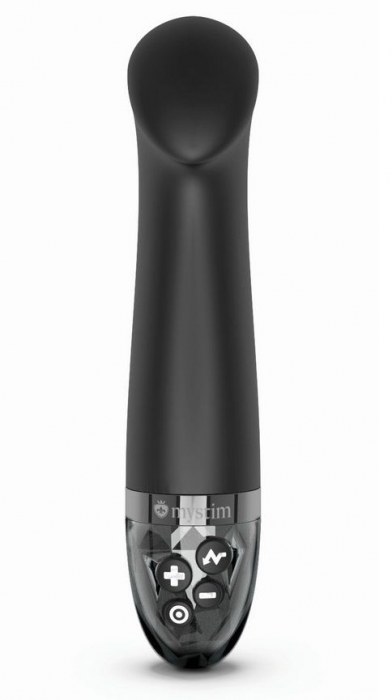 Черный вибратор с функцией электростимуляции Right on Ron - 17 см. - MyStim - купить с доставкой в Калининграде