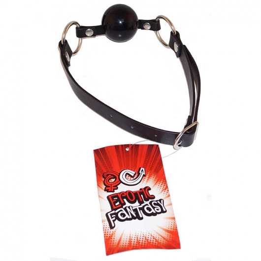 Силиконовый черный кляп-шарик на ремне Black Ballgag - Erotic Fantasy - купить с доставкой в Калининграде