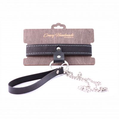 Узкий однослойный ошейник с поводком - Crazy Handmade - купить с доставкой в Калининграде