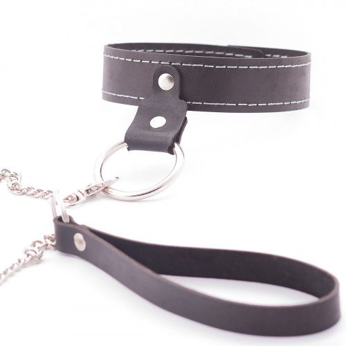 Узкий однослойный ошейник с поводком - Crazy Handmade - купить с доставкой в Калининграде