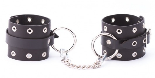 Черные кожаные оковы с люверсами - Crazy Handmade - купить с доставкой в Калининграде