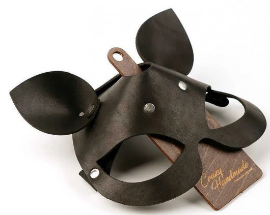 Черная кожаная маска  Кошка  с маленькими ушками - Crazy Handmade - купить с доставкой в Калининграде