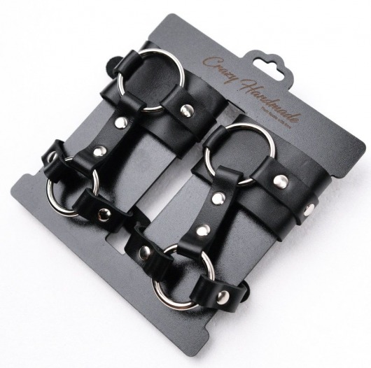 Черные наручники с креплением на кисть руки - Crazy Handmade - купить с доставкой в Калининграде
