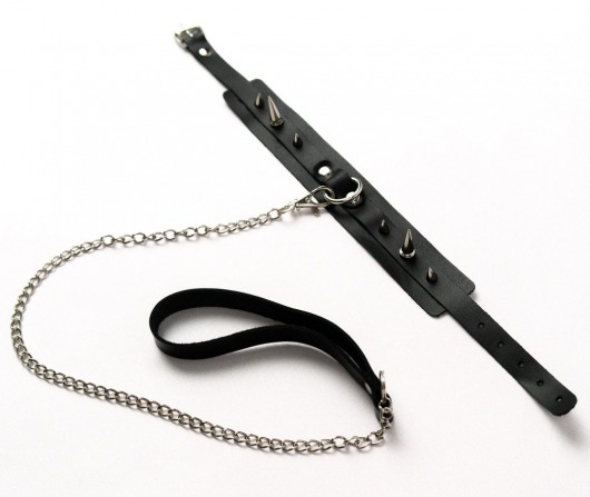 Черный ошейник с шипами и поводком - Crazy Handmade - купить с доставкой в Калининграде