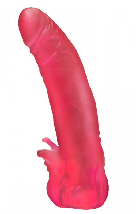 Розовая насадка для страпона с клиторальными лепестками - 18,5 см. - LOVETOY (А-Полимер) - купить с доставкой в Калининграде