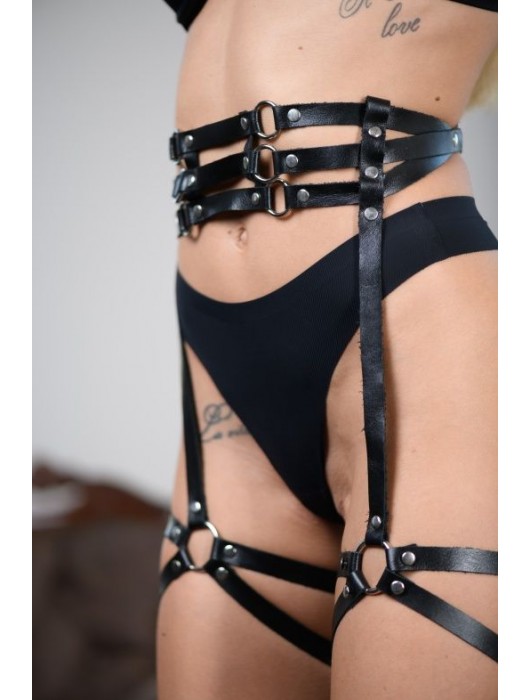 Кожаные гартеры на поясе Esteria - БДСМ Арсенал - купить с доставкой в Калининграде