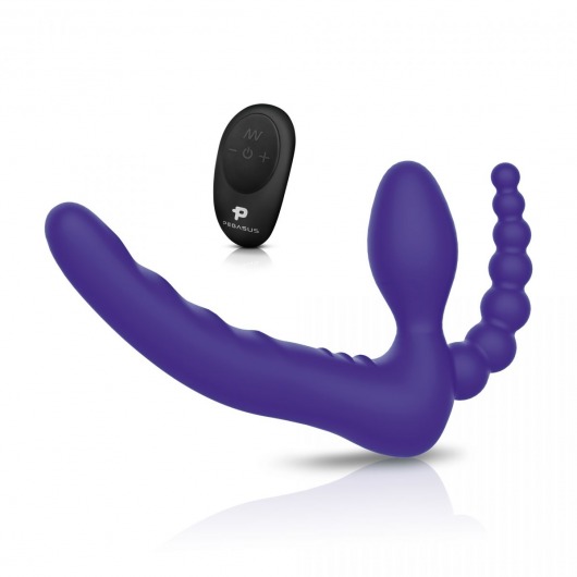 Фиолетовый безремневой страпон с пультом ДУ 7’’ Remote Control Strapless - 24 см. - Pegasus - купить с доставкой в Калининграде