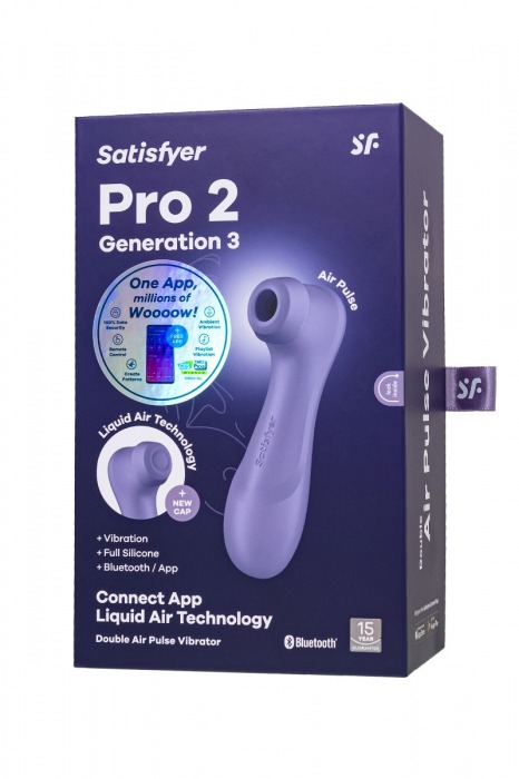 Сиреневый вакуумный стимулятор клитора Satisfyer Pro 2 Generation 3 с управлением через приложение - Satisfyer