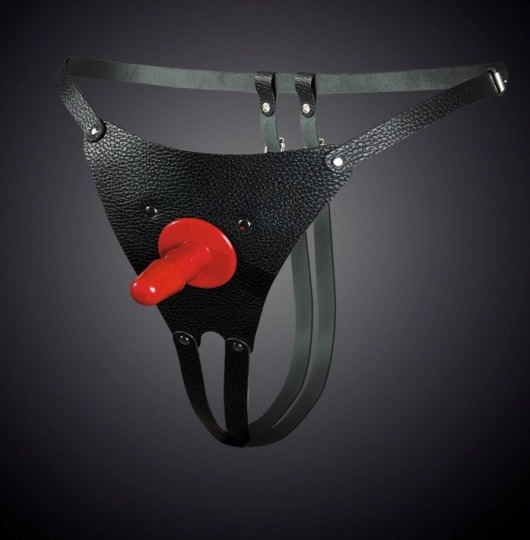 Чёрные кожаные универсальные трусики со штырьком для насадок - Sitabella - купить с доставкой в Калининграде