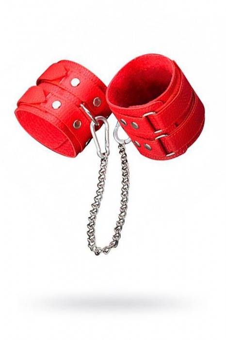 Кожаные красные оковы с цепочкой - Sitabella - купить с доставкой в Калининграде