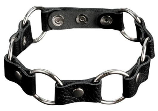 Кожаный черный ошейник с кольцами - Sitabella - купить с доставкой в Калининграде