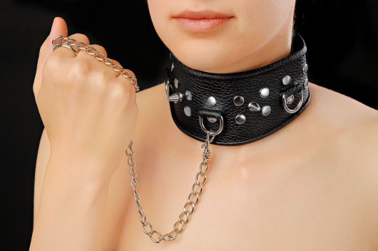Чёрный ошейник из кожи - Sitabella - купить с доставкой в Калининграде