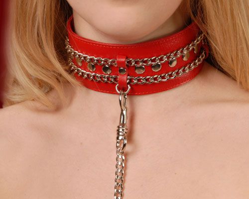 Красный ошейник с цепочками - Sitabella - купить с доставкой в Калининграде