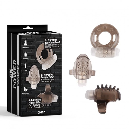 Набор из 3 дымчатых эрекционных колец с вибрацией Teasers Ring Kit - Chisa - в Калининграде купить с доставкой
