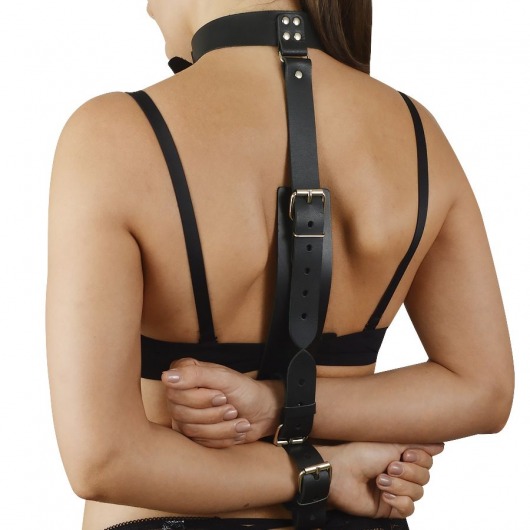 Черная кожаная фиксация рук за спиной  Новичок - Sitabella - купить с доставкой в Калининграде