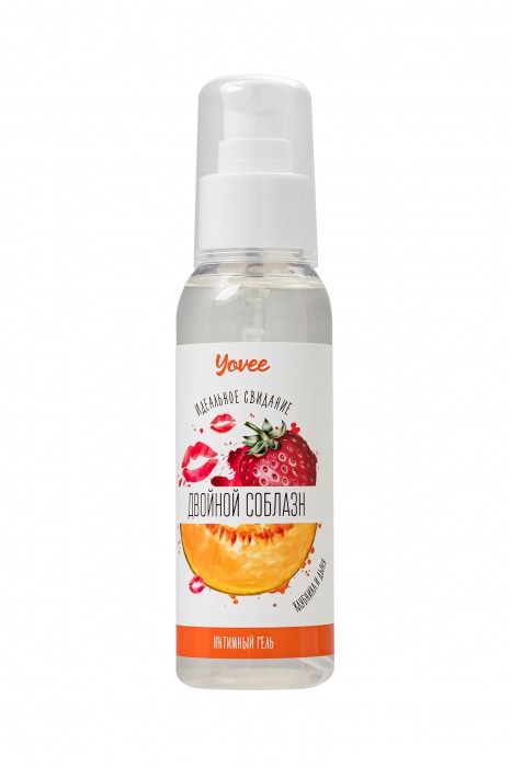 Съедобная гель-смазка Yovee «Двойной соблазн» с Д-пантенолом и вкусом клубники и дыни - 100 мл. - ToyFa - купить с доставкой в Калининграде