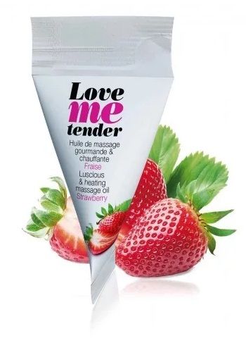 Съедобное согревающее массажное масло Love Me Tender Strawberry с ароматом клубники - 10 мл. - Love to Love - купить с доставкой в Калининграде