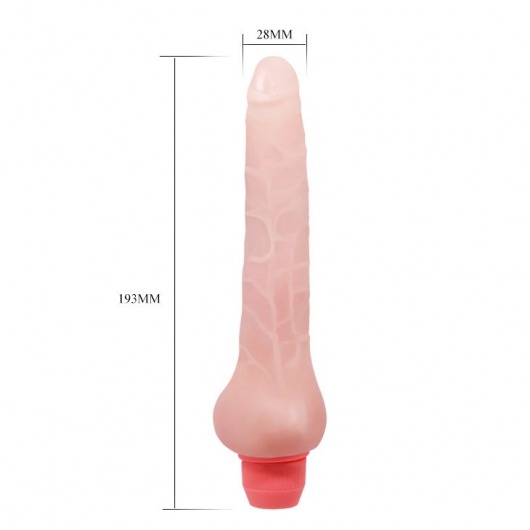 Гнущийся вибратор с мошонкой - 18,8 см. - Baile