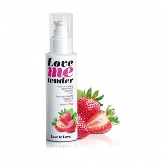 Съедобное согревающее массажное масло Love Me Tender Strawberry с ароматом клубники - 100 мл. - Love to Love - купить с доставкой в Калининграде