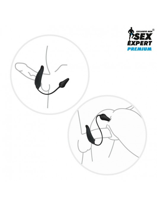 Черная вибронасадка Sex Expert с анальной втулкой - Sex Expert - в Калининграде купить с доставкой