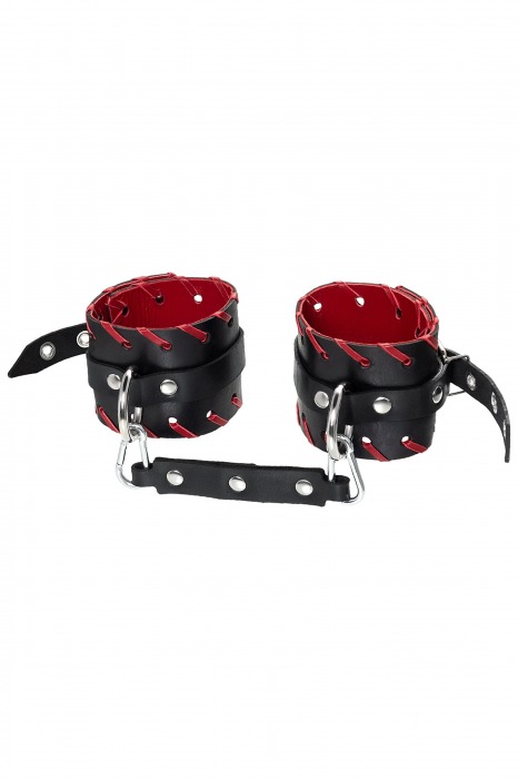 Черно-красные оковы из натуральной кожи - Pecado - купить с доставкой в Калининграде
