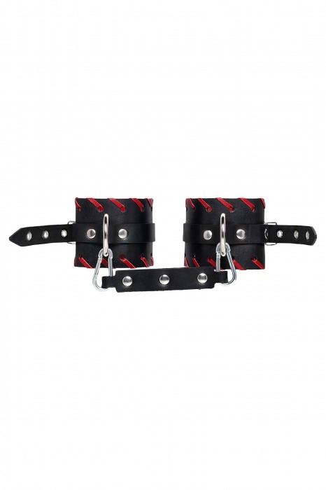 Черно-красные оковы из натуральной кожи - Pecado - купить с доставкой в Калининграде