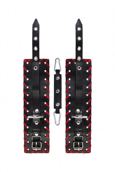 Черно-красные оковы из натуральной кожи - Pecado - купить с доставкой в Калининграде