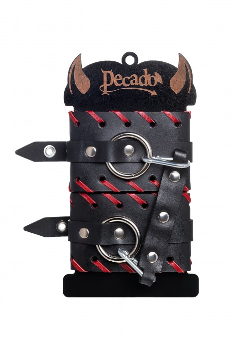 Черно-красные оковы из натуральной кожи - Pecado - купить с доставкой в Калининграде