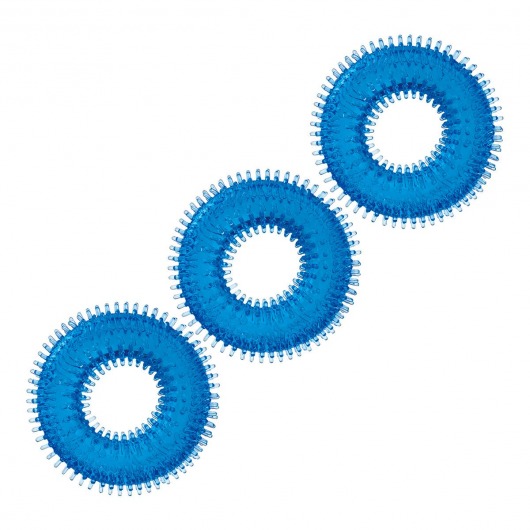 Комплект из трех голубых колец для эрекции 3-Pack Ultra-Stim Stretch Cock Rings - BlueLine - в Калининграде купить с доставкой