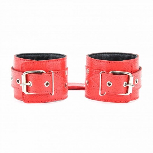 Красные кожаные наручники с клепками - БДСМ Арсенал - купить с доставкой в Калининграде