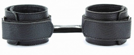 Черные кожаные оковы на липучке - БДСМ Арсенал - купить с доставкой в Калининграде