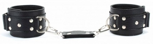 Черные кожаные оковы на липучке - БДСМ Арсенал - купить с доставкой в Калининграде