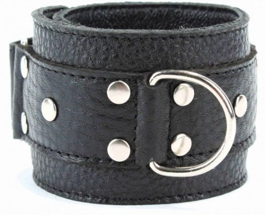 Черные кожаные оковы на липучке - БДСМ Арсенал - купить с доставкой в Калининграде